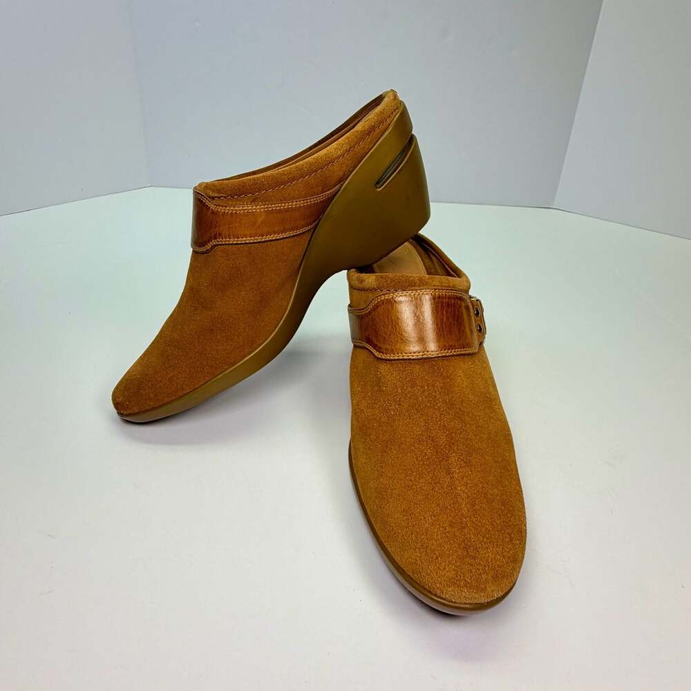 Cole Haan Women's Brown Suede Wedge Mule Clogs with Buckle Detail Size 8.5 B - Picture 5 of 15